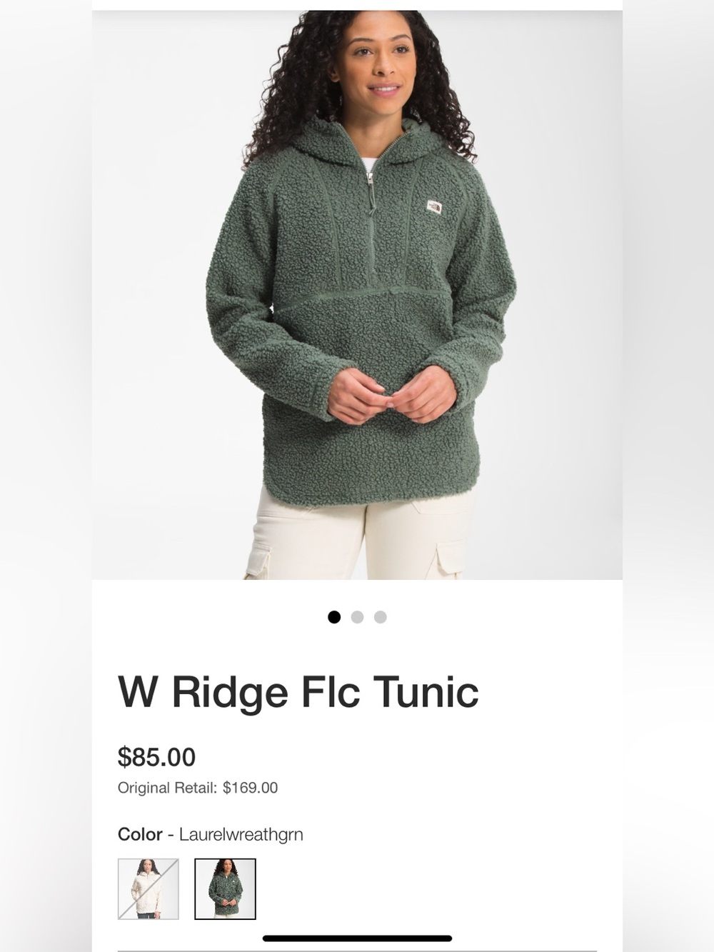 The North Face Women's Ridge Fleece Tunic Hoodie - Laurel Wreath Green